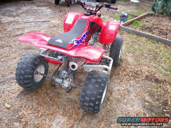 Red ATV rear view with Confederate flag seat decal