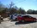 1996 Ford Probe - A line of Dodge Neon SRT-4s are parked in a gravel lot with a rustic wooden building nearby.