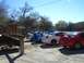 1996 Ford Probe - Multiple Dodge Neon SRT-4s are parked in a lot with a rustic building in the foreground.