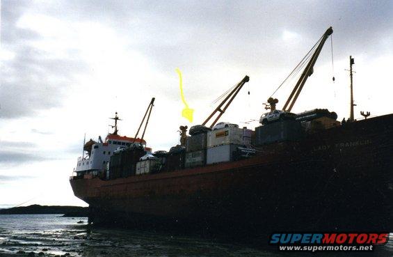 onee.jpg There it is perched precariously on top on a sea-can container on top of the deck. 