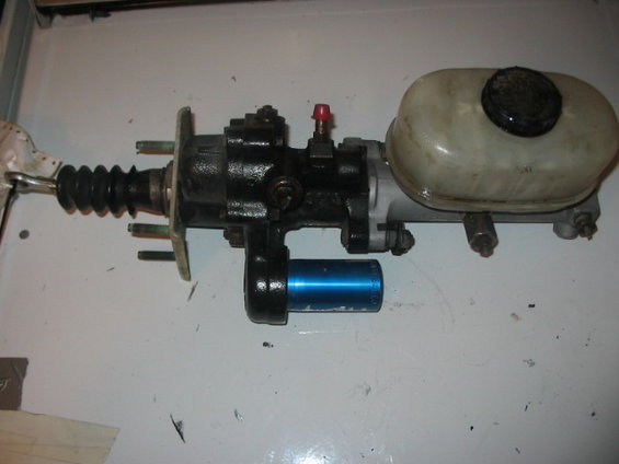 brake booster and master cylinder assembly with blue cylinder attached
