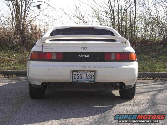 White Toyota MR2 rear view with spoiler and license plate 255 ASR
