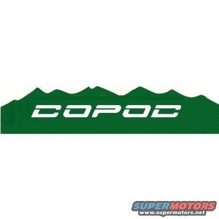Green decal with white mountains and the text COPOC. Supermotors.net logo at bottom right