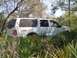 2000 Ford Excursion - A white 2000 Ford Excursion SUV is driven through dense vegetation, with a driver visible through the window.