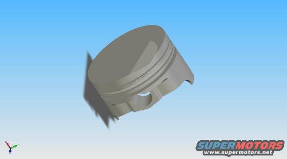 Gray piston with three ring grooves, isolated against a blue background