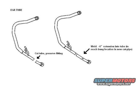 EGR mod diag.
note: original Ford exhaust diagram (from service cd) modified to illustrate proposed changes to exhaust tech. for personal use only