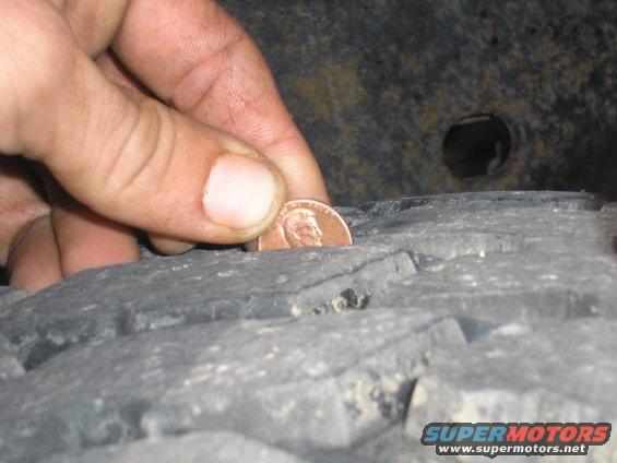 Tire tread depth measured with a penny