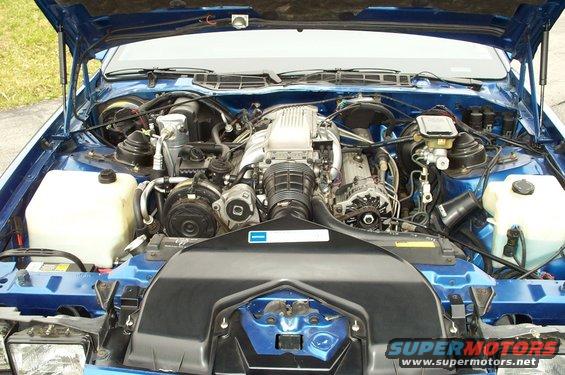The 5.7L 350ci V8. All stock except for a modified airbox, K&N filters, and throttle body airfoil.