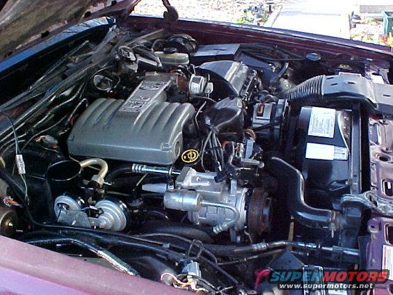 1991 Ford Crown Victoria LTD engine bay with a V8 engine, burgundy exterior paint, and a Supermotors.net watermark