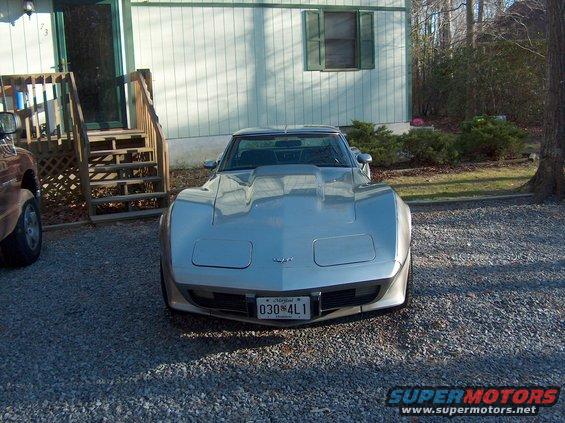 Silver 1979 Chevrolet Corvette front view with hood scoop