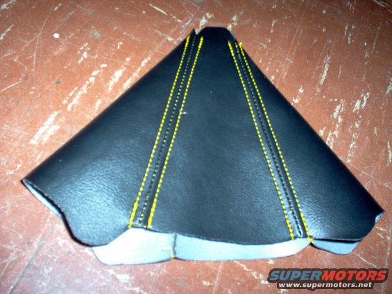 shift boot- black vinyl with yellow thread, with a double reinforced seam