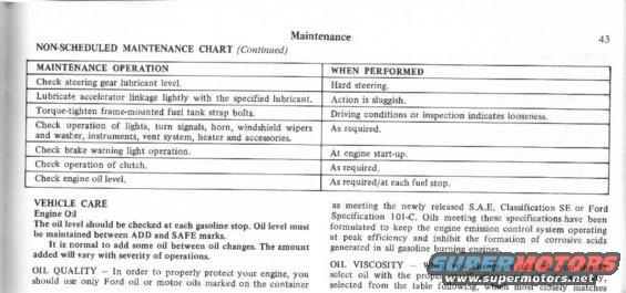 Page from a manual with maintenance operations and vehicle care info, including engine oil details