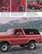 1978 Ford Bronco - This 1978 Ford Bronco features a distinctive red paint job with a black top and colorful side stripes, presented in a 3/4 front profile.