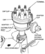 1978 Ford Bronco - Exploded diagram of a vehicle distributor, showing various components and their connections.