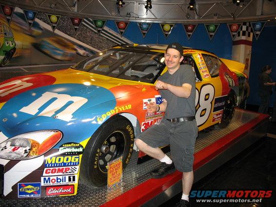 vegas19.jpg Allen "driving" the M&M Nascar car