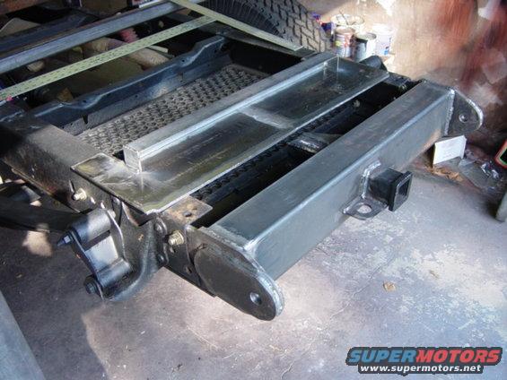 dsc00591.jpg The whole stiffened winch plate assembly, flipped upside down end for end so I can clean the bottom.  I'll butt weld the top to the bumper, then remove the assembly, flip it upside down, and fillet underneath.