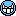 Pixelated blue and white smiley face with glowing cyan outline