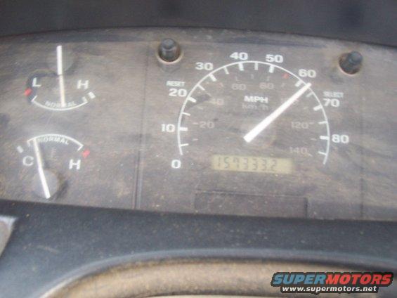 1994 Ford F-150 dashboard with speedometer, odometer, fuel, and temperature gauges