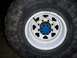 1983 Ford Bronco - Close-up of a Mickey Thompson Baja Radial tire on a white steel wheel with a blue hub.
