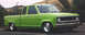 1986 Ford Ranger - This lime green 1986 Ford Ranger pickup truck features a custom lowered suspension and chrome wheels.