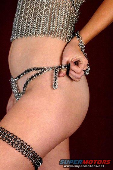 Woman in chainmail bikini