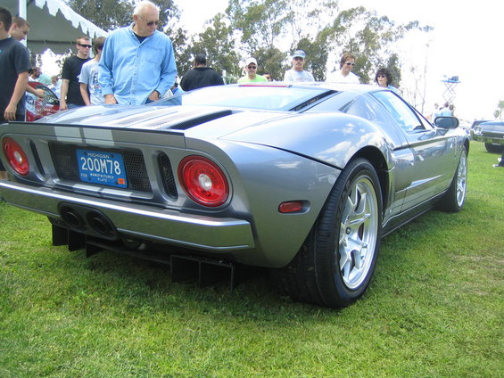 Gray Ford GT rear view with Michigan license plate 200M78