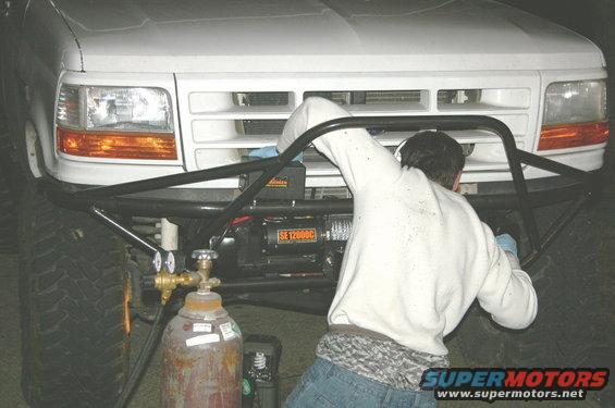 1995 Ford Bronco front end with custom bumper, winch, and welding equipment