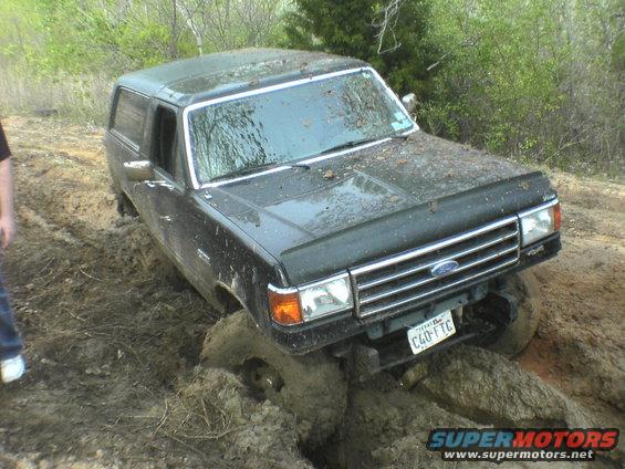 1.jpg Well i did a dumbass thing and went wheeling by myself with a couple friends. I and brought nothing. Went through the run and truck whipped round sideways and was screwed from then on. Real dumb of myself but got it out anyway b4 the gangs and bums got the truck hehe. Man i need to buy me a winch and a front bumper.