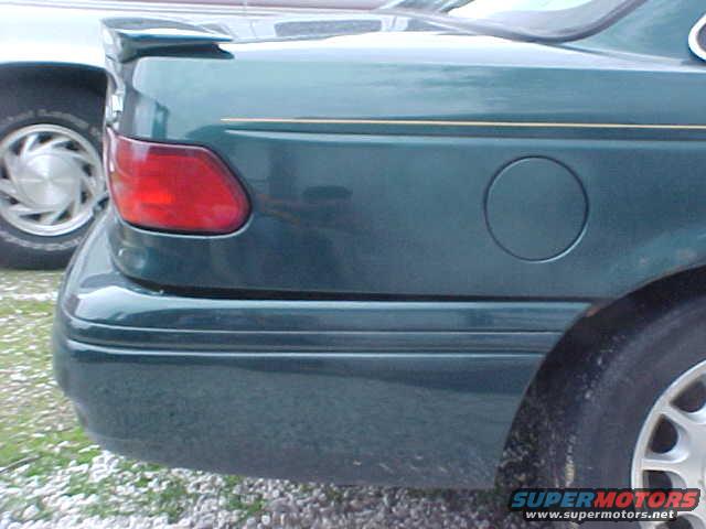 Passenger side view of rear bumper