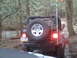 1991 Ford Bronco - This Jeep Wrangler is seen from the rear, navigating an off-road trail through a wooded area.