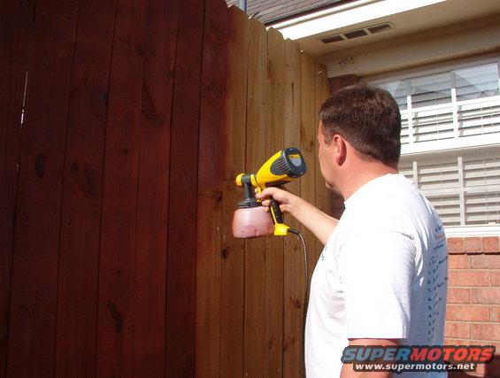 27spray.jpg This is Behr Premium Redwood stain & a Wagner ControlSpray.  Nice hairdo, huh?