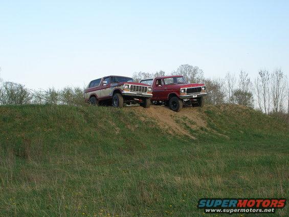 my 1978 and 79 broncos on a sand hill at my house
