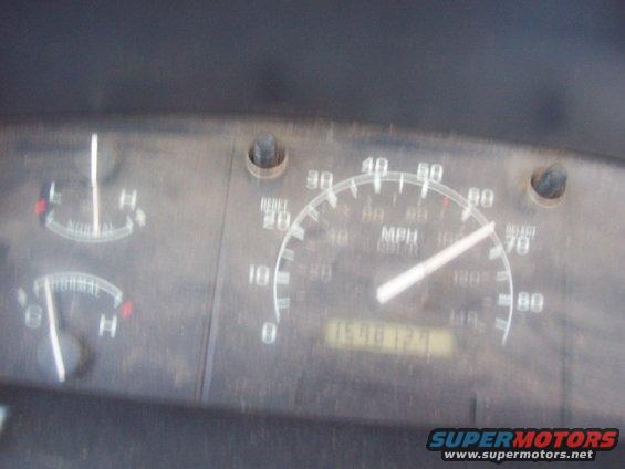 1994 Ford F-150 dashboard with speedometer, fuel gauge, and temperature gauge visible