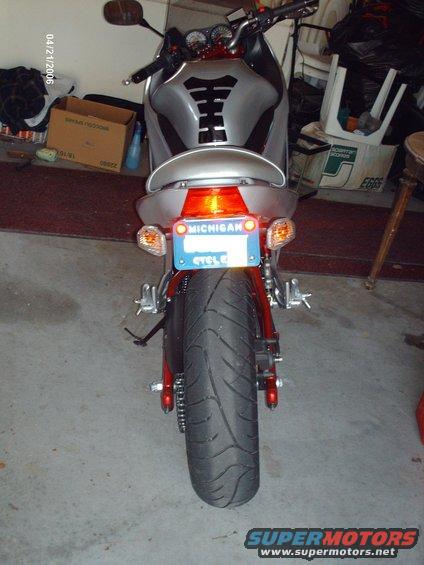 Motorcycle rear view with Michigan license plate
