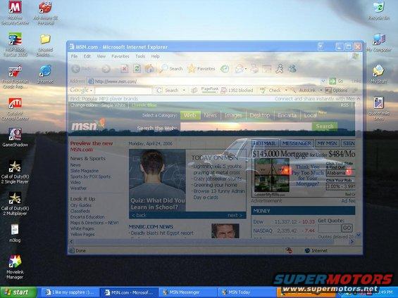 Desktop computer screen showing msn.com in Internet Explorer with a faint overlay of a car
