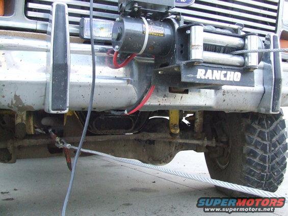 1986 Ford Bronco front bumper with Rancho winch and tow cable