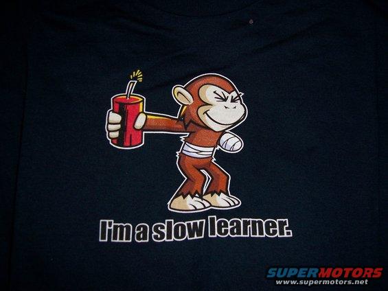 Cartoon monkey holding dynamite with text 'I'm a slow learner.'