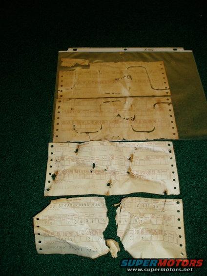 Old computer punch cards and documents, some torn