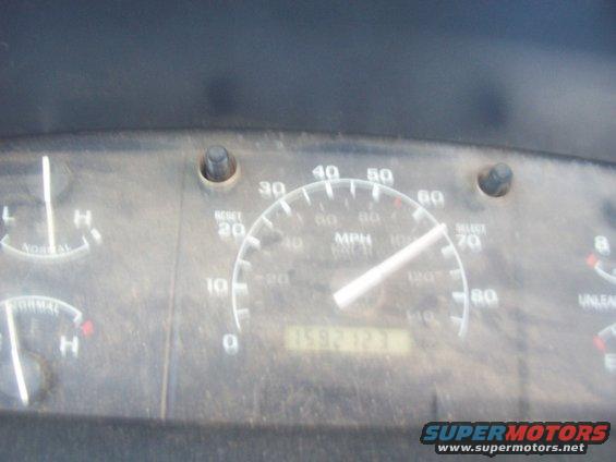 1994 Ford F-150 dashboard with speedometer, odometer, and fuel/temp gauges visible