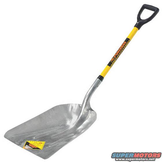 Yellow handled shovel with a metal scoop and a black D-grip