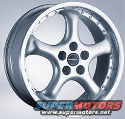 Silver Borbet wheel with five spokes and a polished lip