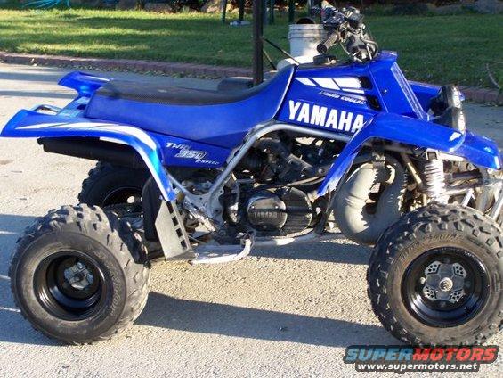 Blue Yamaha Banshee 350 ATV, side view