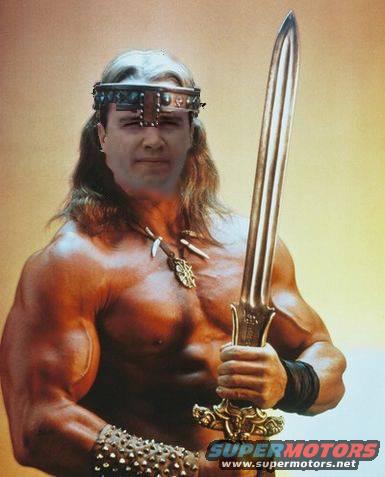 Man with long hair, headband, and sword