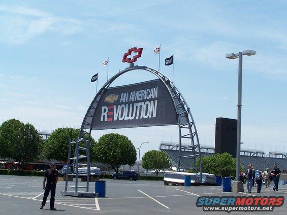Archway with Chevrolet logo and 'AN AMERICAN REVOLUTION' banner