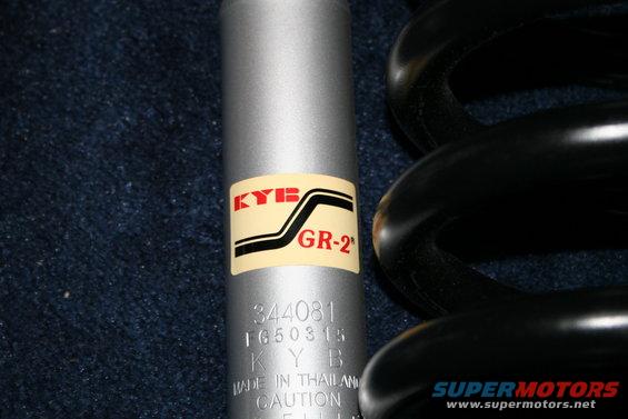 KYB GR-2 shock absorber with visible part numbers and black coil spring
