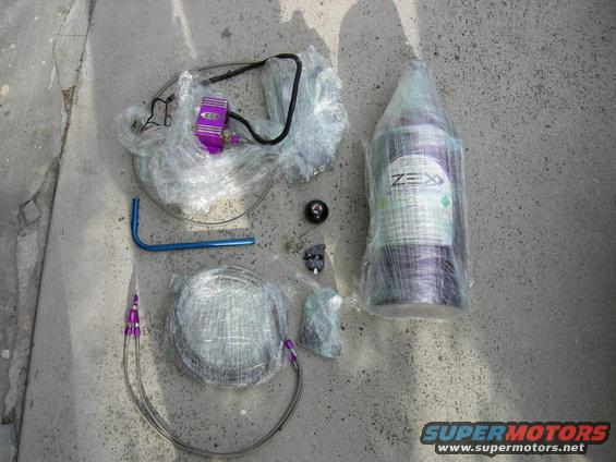 Zex Wet Kit. Planning on shooting a 75 shot. Using a toggle to arm and the go baby go shifter to activate..