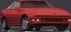 Red coupe with pop-up headlights and a horizontal grille