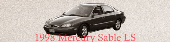 Dark sedan, 1998 Mercury Sable LS, viewed from a 3/4 front angle