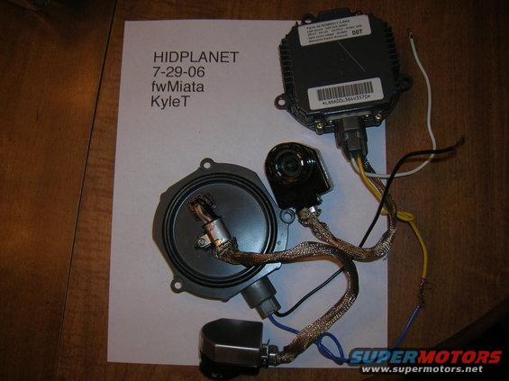 HID ballast, projector, and igniter assembly on paper