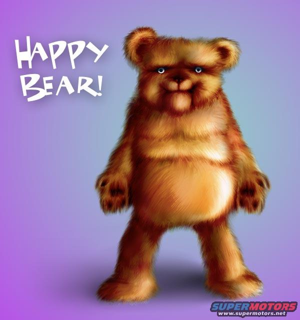 Cartoon bear with text 'HAPPY BEAR!'